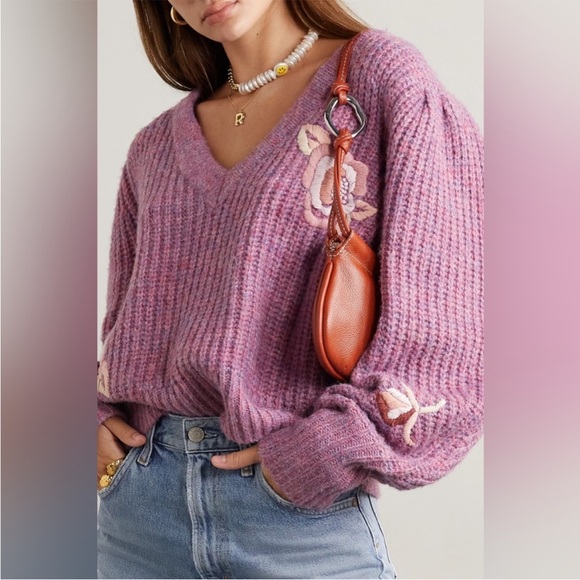 LoveShackFancy Ridge V Neck Pullover - Picture 2 of 4